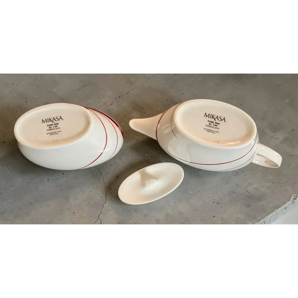 Mikasa Pure Red Sl-134 Creamer And Sugar Bowl Set With Lid